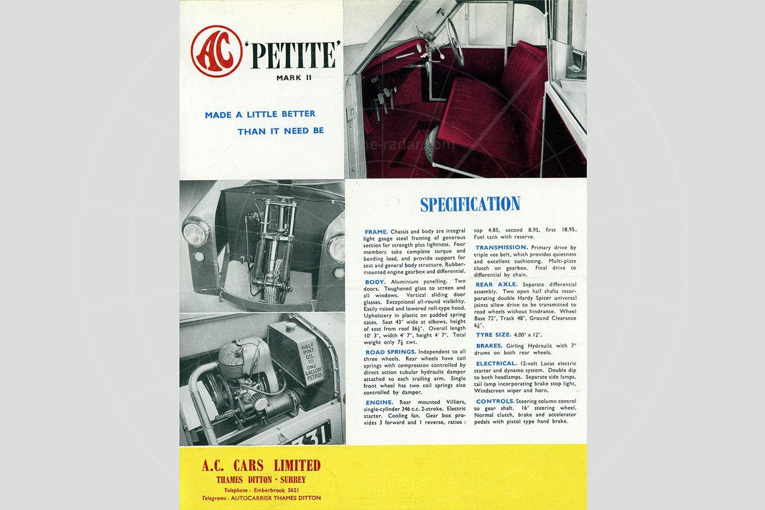 AC Petite sales brochure Pic: magiccarpics.co.uk | AC Petite sales brochure