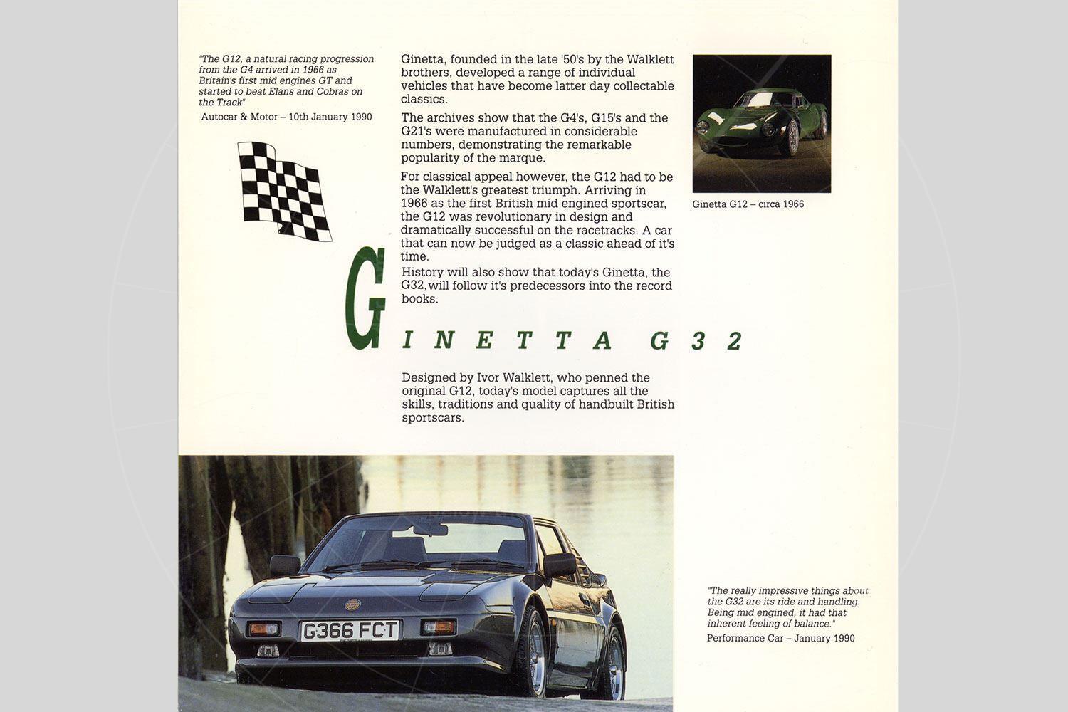 The Ginetta G32 brochure Pic: magiccarpics.co.uk | The Ginetta G32 brochure
