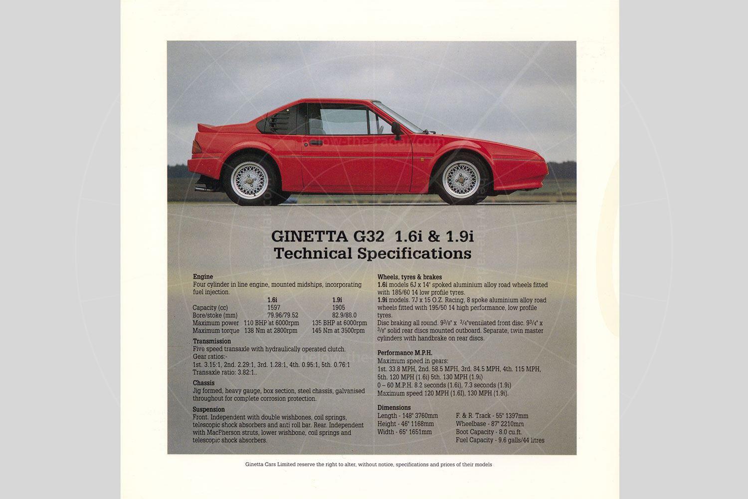 The Ginetta G32 brochure Pic: magiccarpics.co.uk | The Ginetta G32 brochure