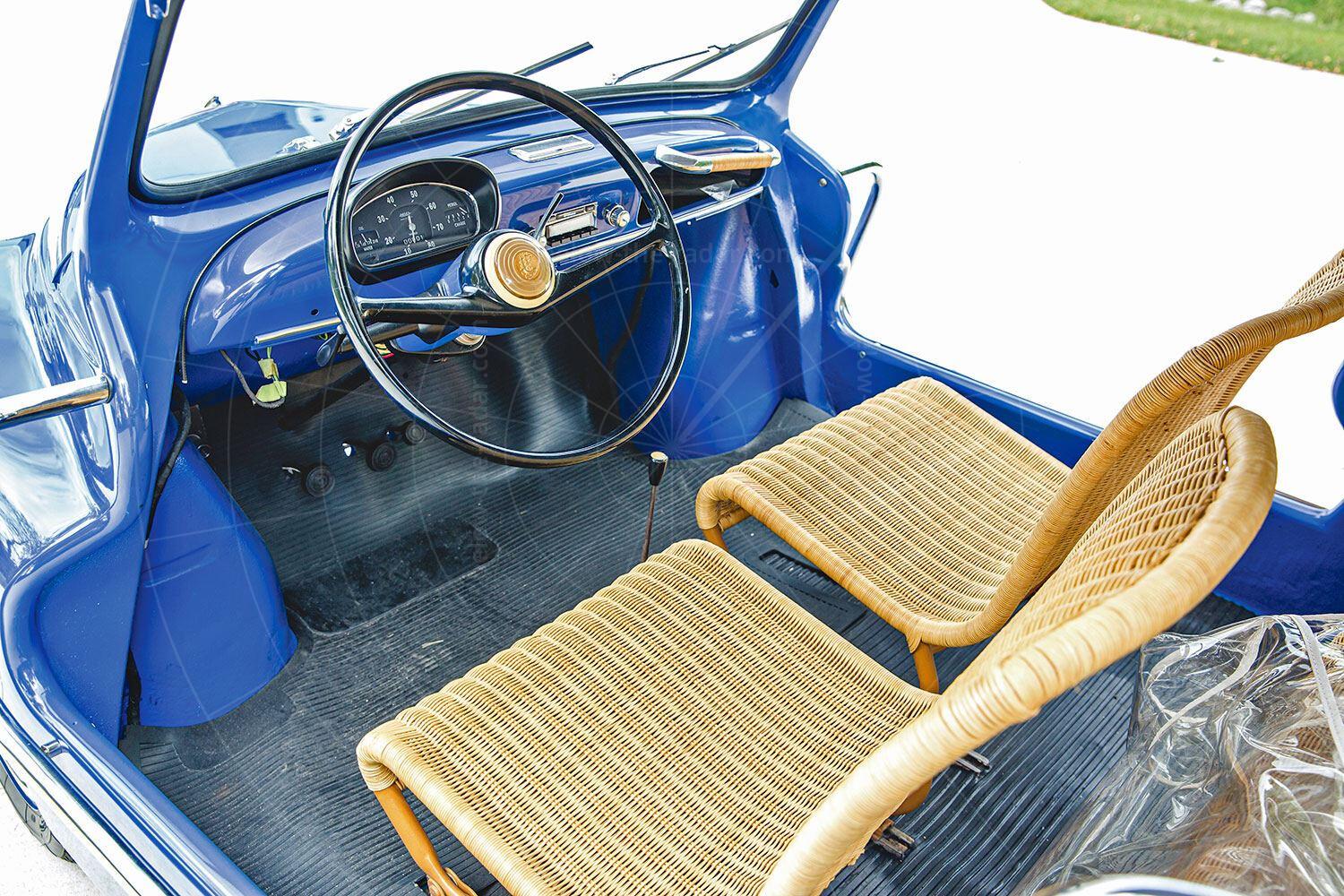 Renault 4CV Jolly interior Pic: RM Sotheby's | Renault 4CV Jolly interior