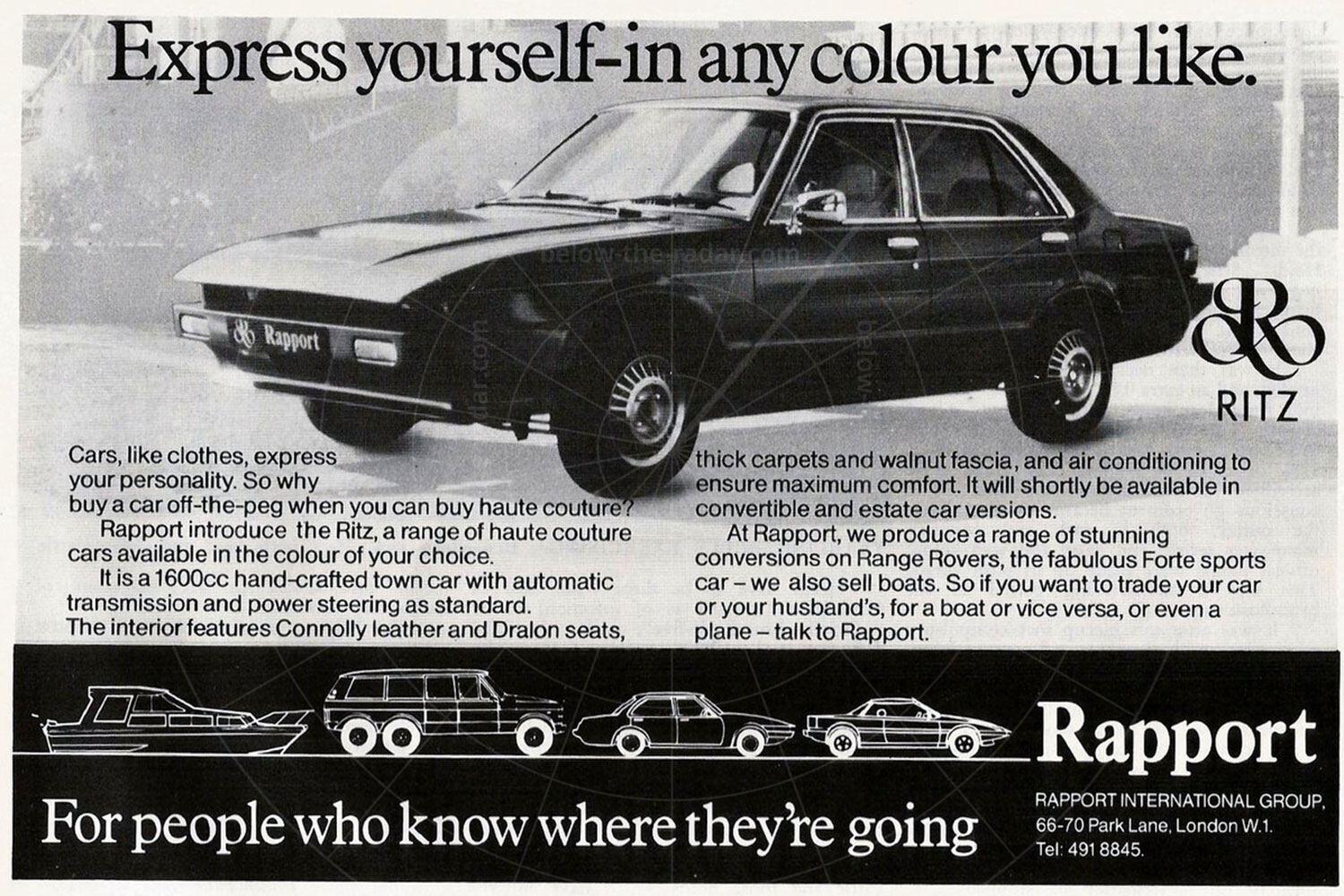 Rapport Ritz advert Pic: magiccarpics.co.uk | Rapport Ritz advert