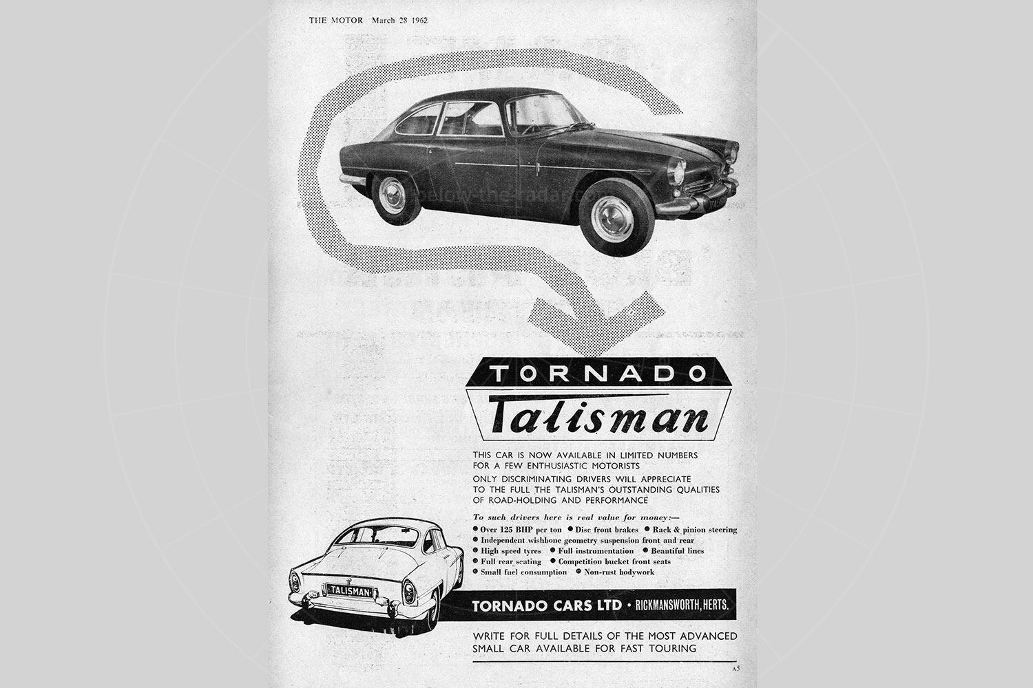Tornado Talisman advert Pic: magiccarpics.co.uk | Tornado Talisman advert