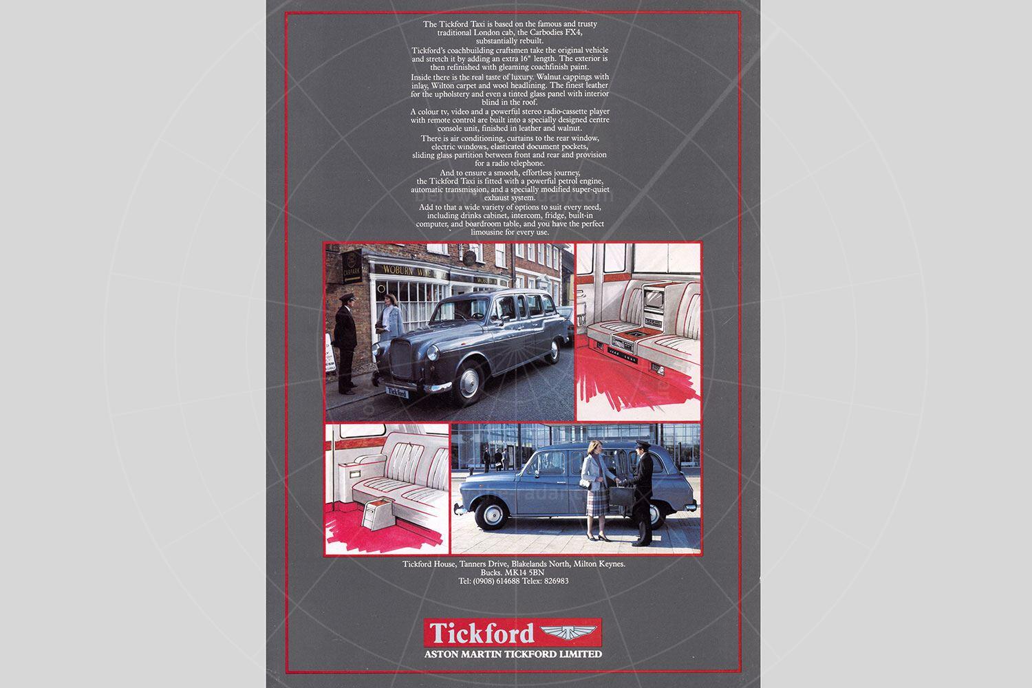 The Tickford Taxi brochure Pic: magiccarpics.co.uk | The Tickford Taxi brochure