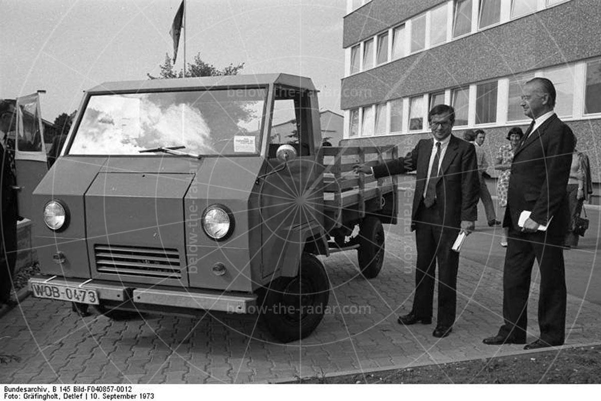 A prototype Basistransporter in September 1973. The vehicle wouldn’t evolve much beyond this shape Pic: Volkswagen | A prototype Basistransporter in September 1973. The vehicle wouldn’t evolve much beyond this shape