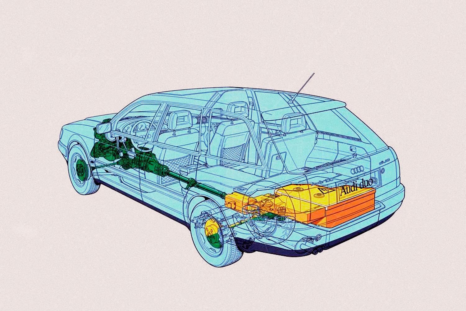 Cutaway of the second-generation Audi 100 Duo plug-in hybrid Pic: Audi | Cutaway of the second-generation Audi 100 Duo plug-in hybrid