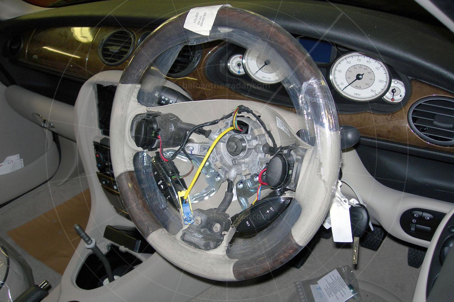 The complex series of wires and sensors are connected to the steering wheel. Pic: Gillian Bardsley | The complex series of wires and sensors are connected to the steering wheel.