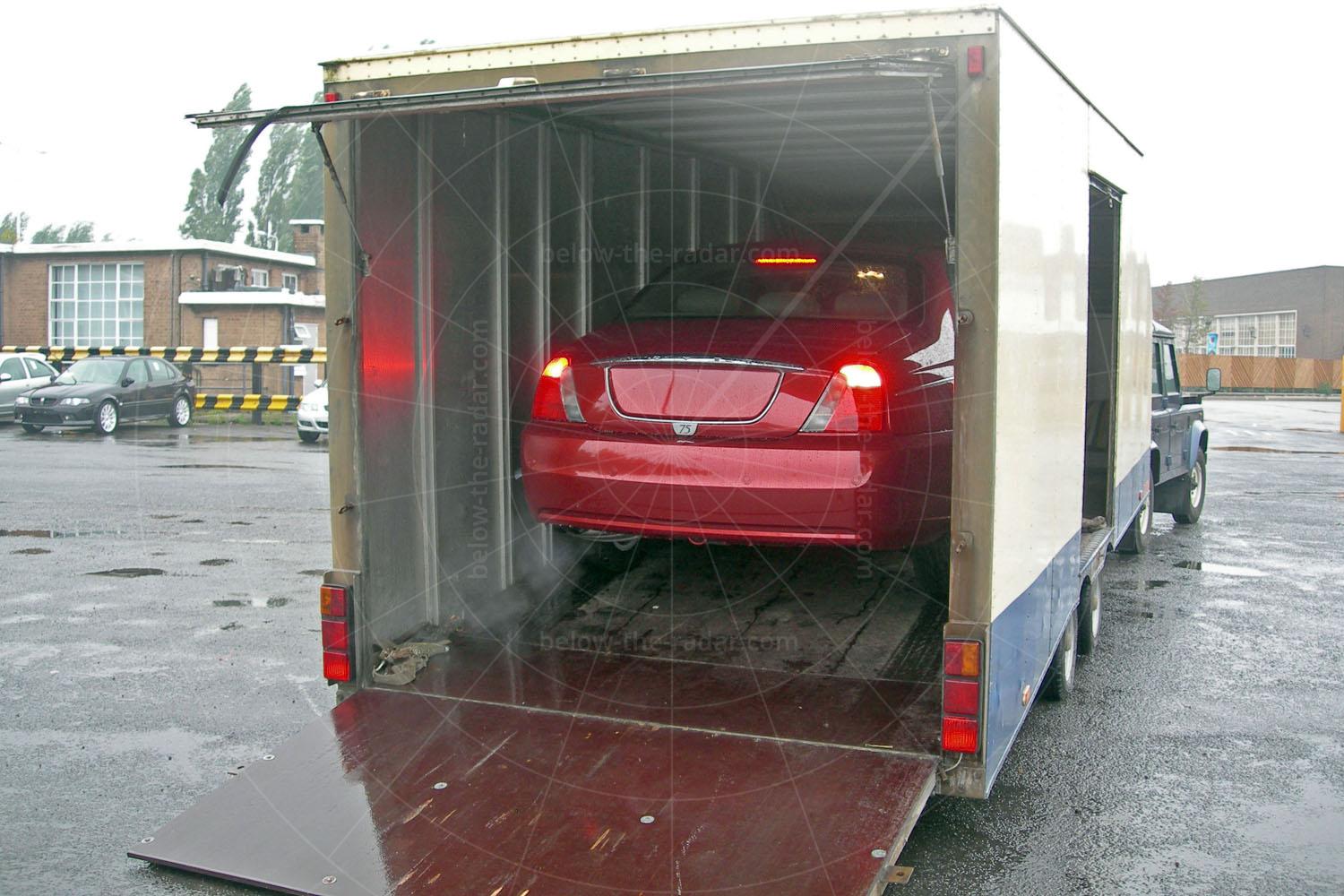 The car has been purchased by the BMIHT. Its transporter arrives to drive it away Pic: Gillian Bardsley | The car has been purchased by the BMIHT. Its transporter arrives to drive it away