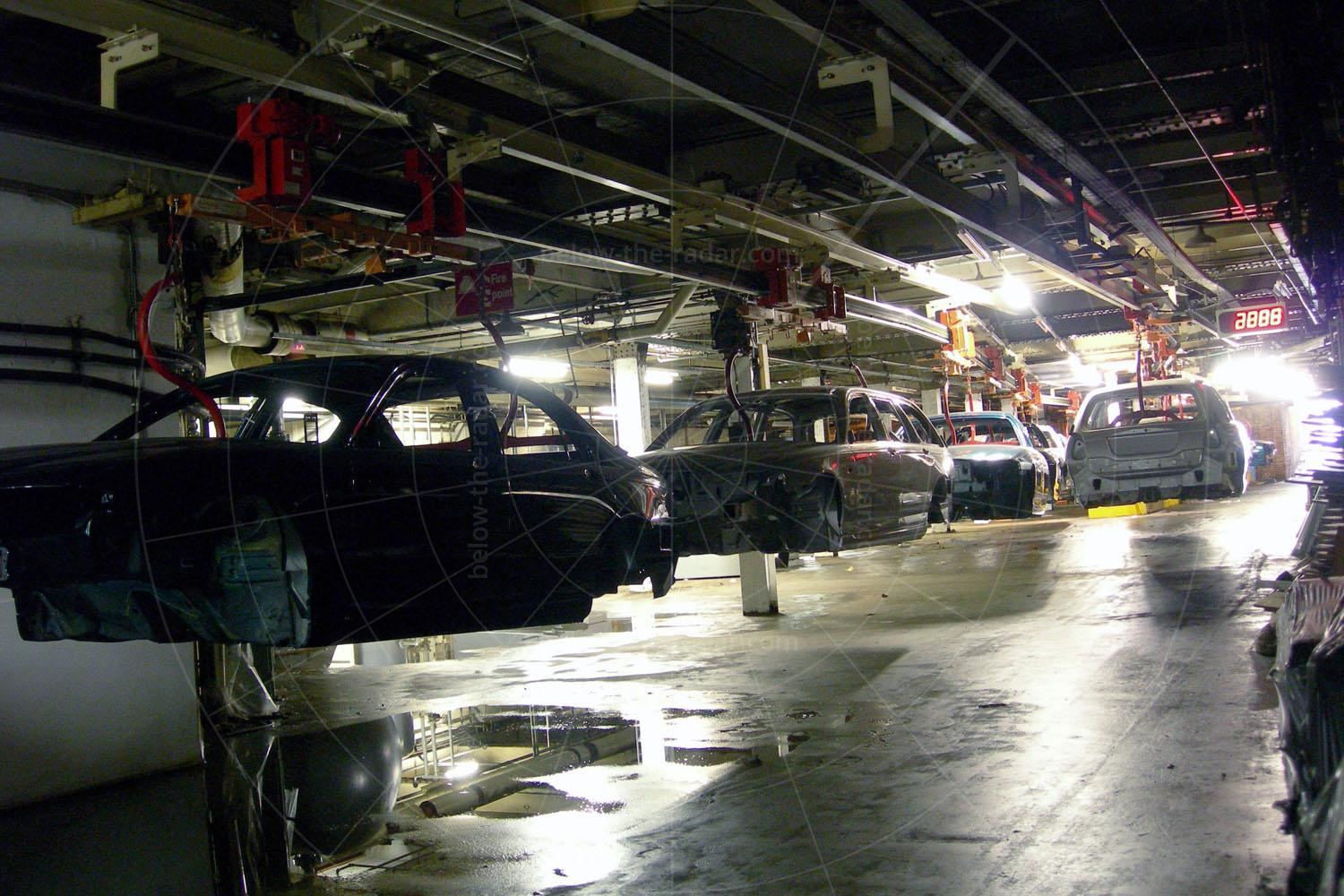 Other bodyshells, some painted, are stranded on the conveyors  Pic: Gillian Bardsley | Other bodyshells, some painted, are stranded on the conveyors