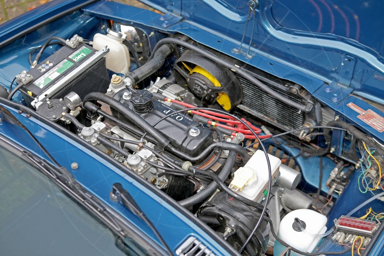 The Innocenti Mini 120's engine bay Pic: Magic Car Pics | The Innocenti Mini 120's engine bay